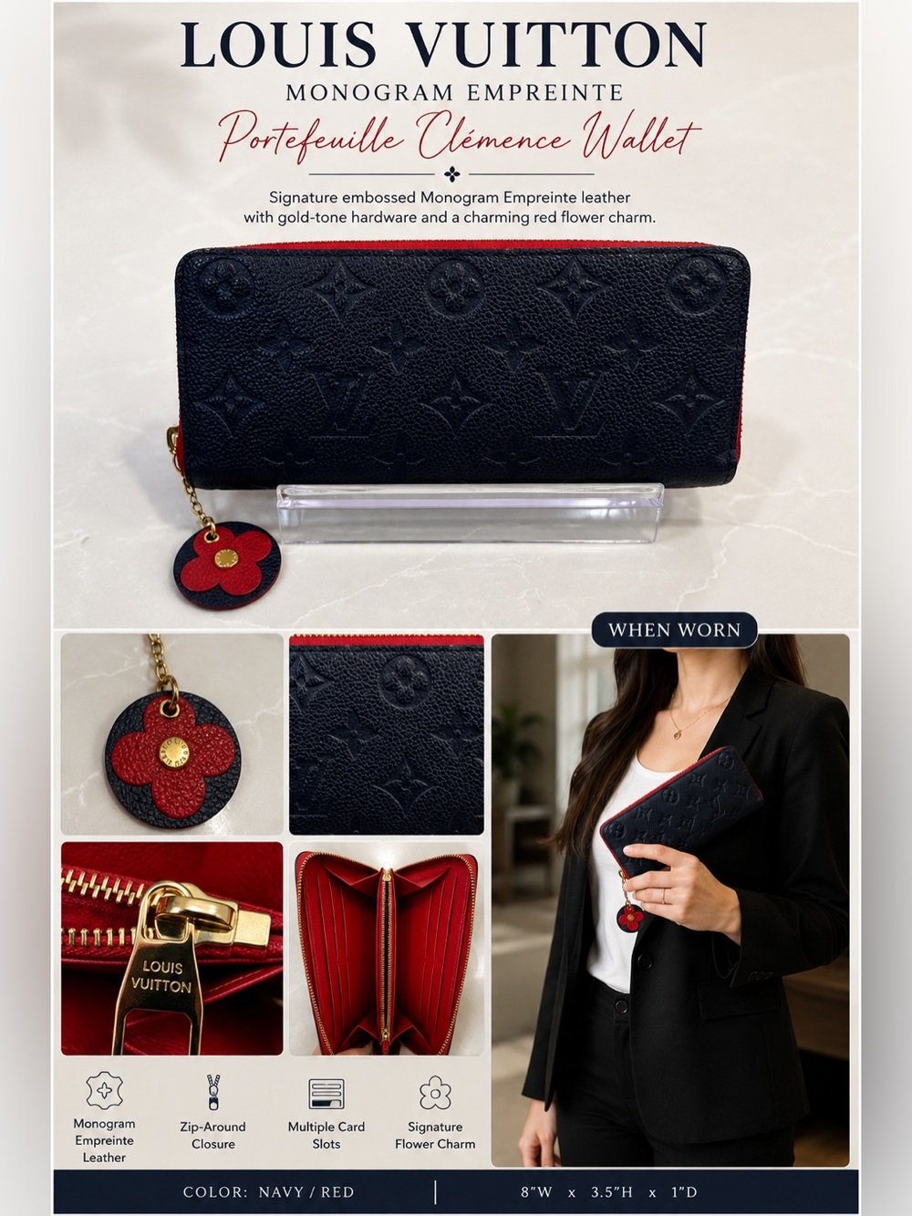 LOUIS VUITTON MONOGRAM EMPREINTE CLÉMENCE WALLET